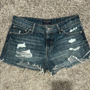 Lucky Brand Blue and White Distressed Jean Shorts